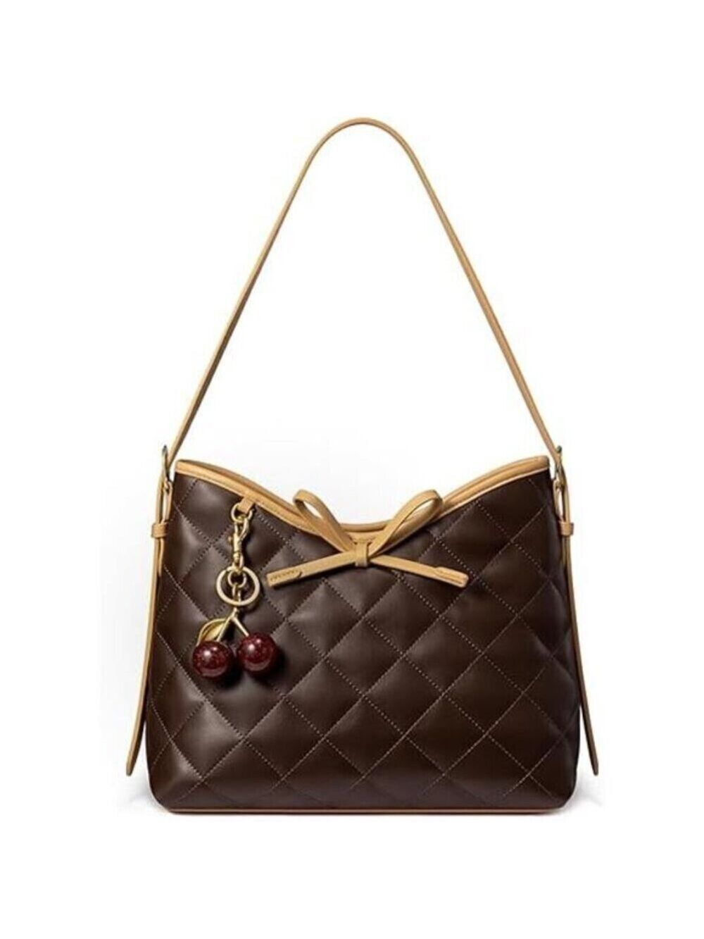 Purses for Women Soft Brown Vegan Leather Hobo Handbags Quilted Crossbody Bag - Picture 7 of 7